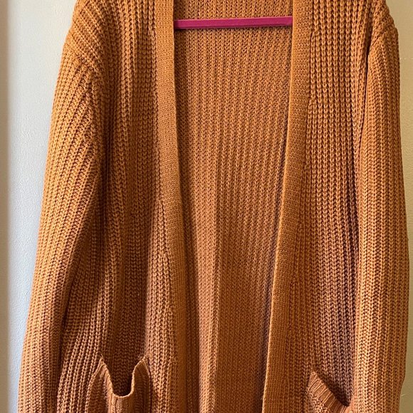Reborn J Sweaters - Long Camel Knit Cardigan